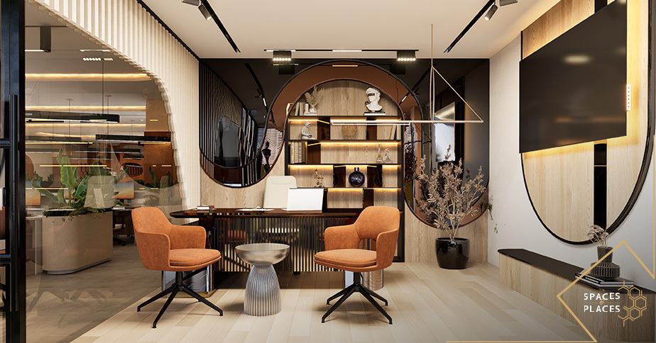 Modern office reception interior design in Lahore
