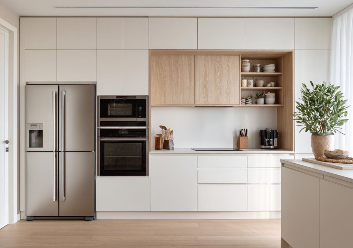 Modern kitchen with built-in appliances and smart features